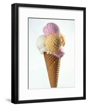 Several Scoops of Different Ice Cream in One Cone-Stefan Oberschelp-Framed Photographic Print
