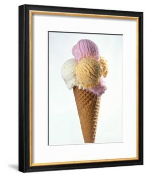 Several Scoops of Different Ice Cream in One Cone-Stefan Oberschelp-Framed Photographic Print