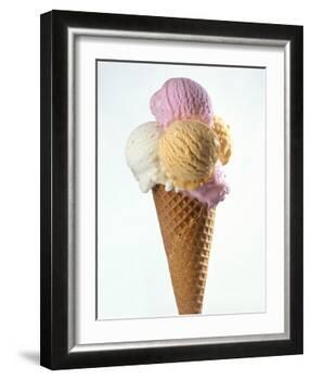 Several Scoops of Different Ice Cream in One Cone-Stefan Oberschelp-Framed Photographic Print