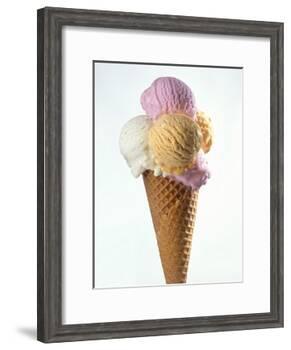 Several Scoops of Different Ice Cream in One Cone-Stefan Oberschelp-Framed Photographic Print
