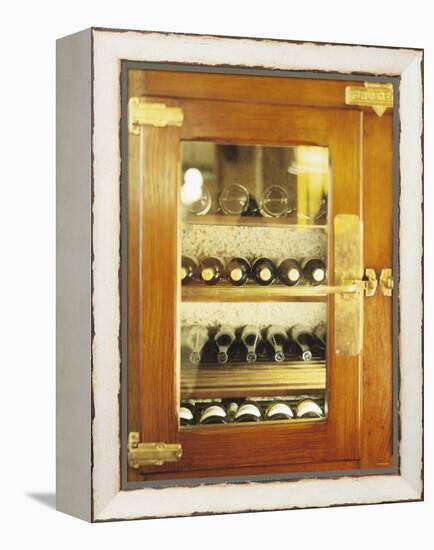 Several Wine Bottles in Wood-Panelled Drinks Cabinet-Peter Medilek-Framed Premier Image Canvas