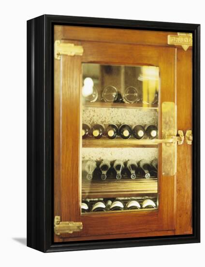 Several Wine Bottles in Wood-Panelled Drinks Cabinet-Peter Medilek-Framed Premier Image Canvas