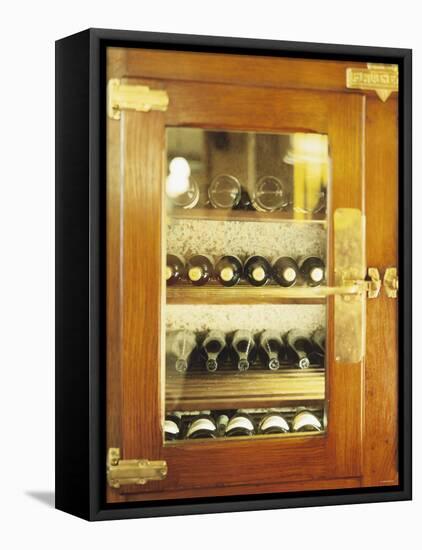 Several Wine Bottles in Wood-Panelled Drinks Cabinet-Peter Medilek-Framed Premier Image Canvas