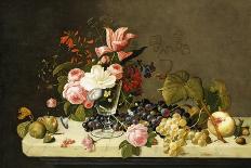 Still Life with Flowers and a Landscape-Severin Roesen-Giclee Print