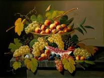 Still Life of Melon, Plums, Grapes, Peaches, Cherries, Strawberries Etc on Stone Ledges-Severin Roesen-Giclee Print