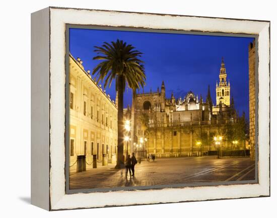 Seville Cathedral (Catedral) and the Giralda at Night-Stuart Black-Framed Premier Image Canvas