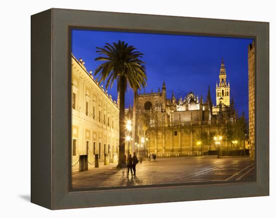 Seville Cathedral (Catedral) and the Giralda at Night-Stuart Black-Framed Premier Image Canvas