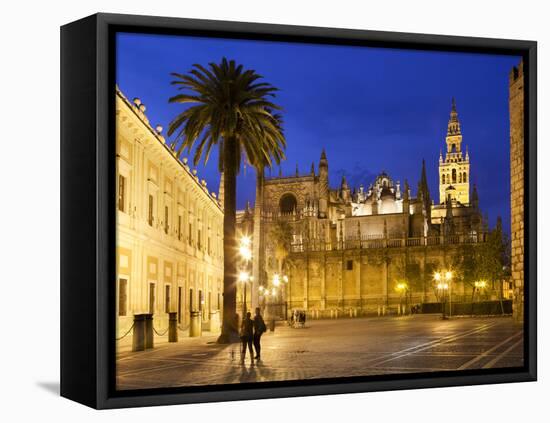 Seville Cathedral (Catedral) and the Giralda at Night-Stuart Black-Framed Premier Image Canvas