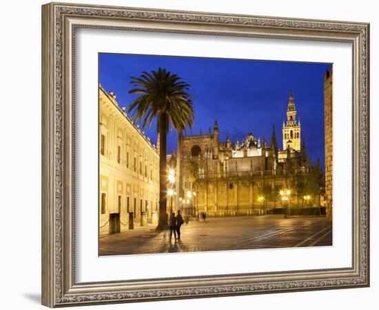 Seville Cathedral (Catedral) and the Giralda at Night-Stuart Black-Framed Photographic Print