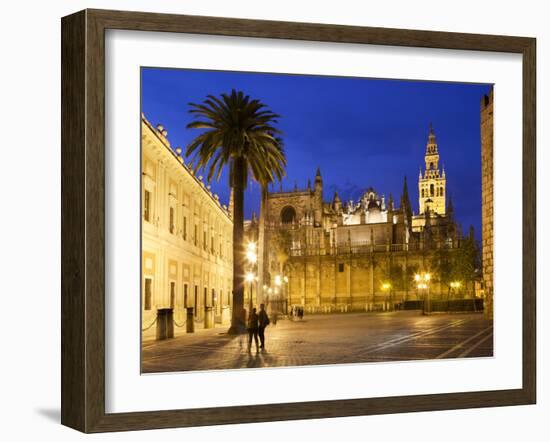 Seville Cathedral (Catedral) and the Giralda at Night-Stuart Black-Framed Photographic Print