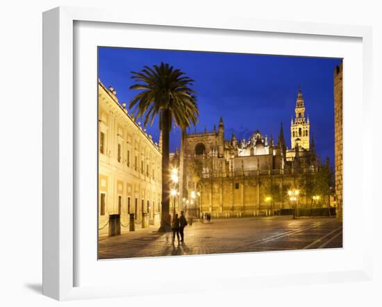 Seville Cathedral (Catedral) and the Giralda at Night-Stuart Black-Framed Photographic Print