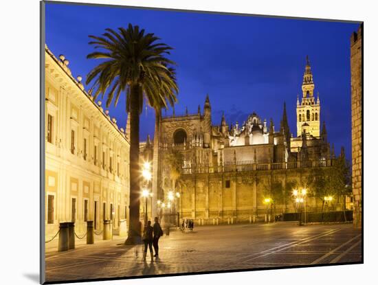 Seville Cathedral (Catedral) and the Giralda at Night-Stuart Black-Mounted Photographic Print