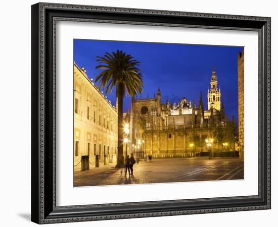 Seville Cathedral (Catedral) and the Giralda at Night-Stuart Black-Framed Photographic Print