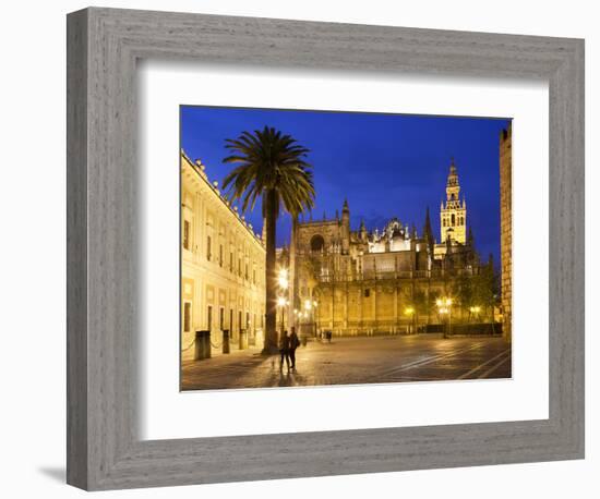 Seville Cathedral (Catedral) and the Giralda at Night-Stuart Black-Framed Photographic Print