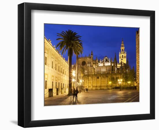 Seville Cathedral (Catedral) and the Giralda at Night-Stuart Black-Framed Photographic Print