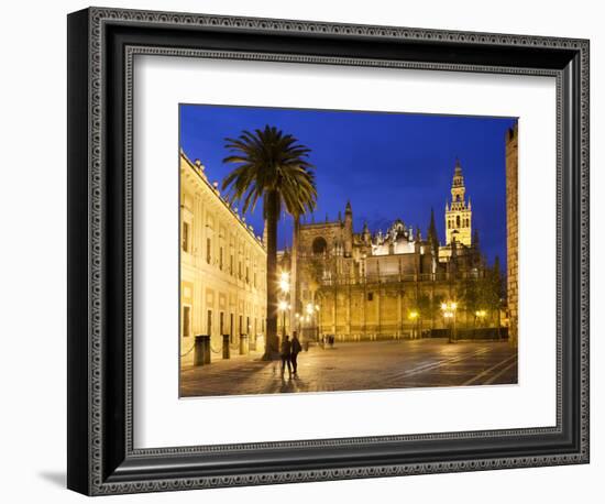 Seville Cathedral (Catedral) and the Giralda at Night-Stuart Black-Framed Photographic Print