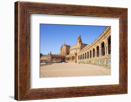 Seville Plaza de Espana with ceramic tiled alcoves and arches, Maria Luisa Park, Seville, Spain-Neale Clark-Framed Photographic Print