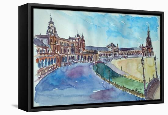 Seville Spain Plaza Espana at Sunset II-Markus Bleichner-Framed Stretched Canvas