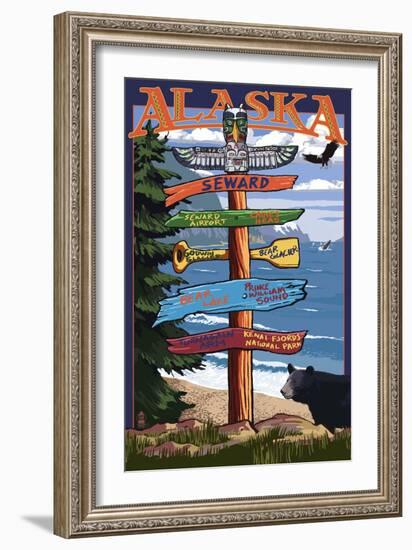 Seward, Alaska - Destination Sign-Lantern Press-Framed Art Print