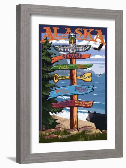 Seward, Alaska - Destination Sign-Lantern Press-Framed Art Print