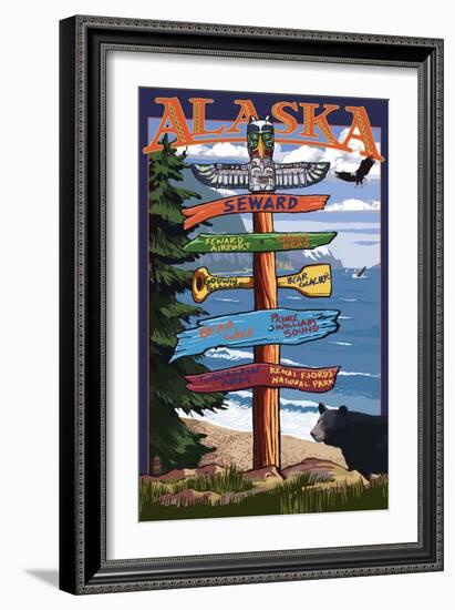 Seward, Alaska - Destination Sign-Lantern Press-Framed Art Print