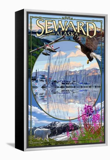 Seward, Alaska - Montage-Lantern Press-Framed Stretched Canvas