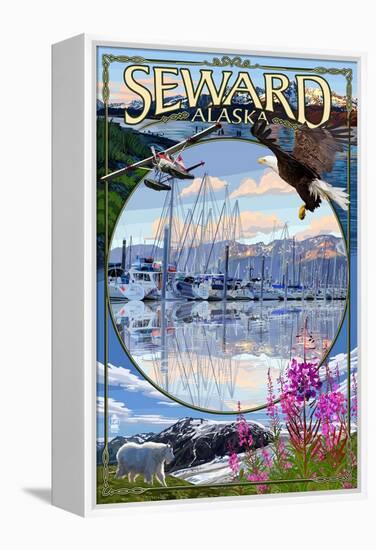 Seward, Alaska - Montage-Lantern Press-Framed Stretched Canvas