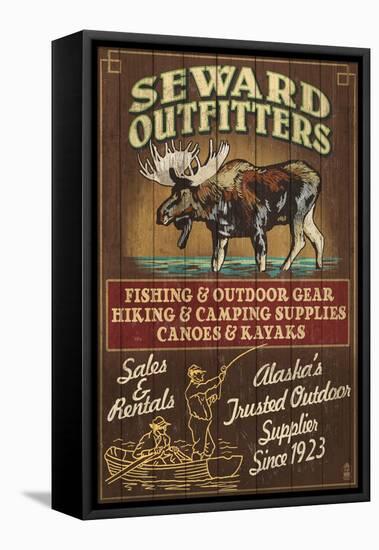 Seward, Alaska - Moose Outfitters-Lantern Press-Framed Stretched Canvas