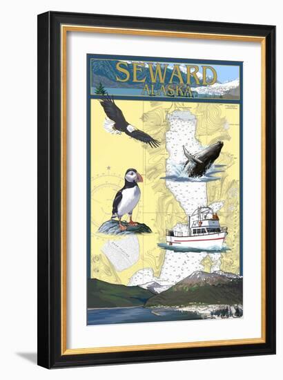 Seward, Alaska - Nautical Chart-Lantern Press-Framed Art Print