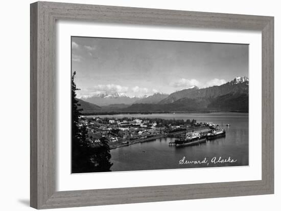 Seward, Alaska - Panoramic View of Town and Harbor-Lantern Press-Framed Art Print