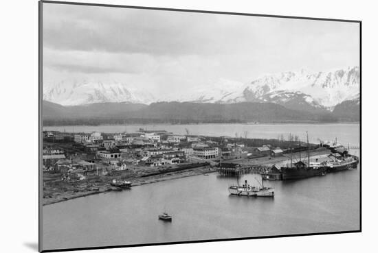 Seward, Alaska View of Town and Ships in Harbor Photograph - Seward, AK-Lantern Press-Mounted Art Print