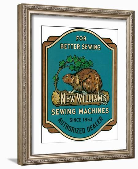 Sewing Machine Ad with Beaver-null-Framed Giclee Print