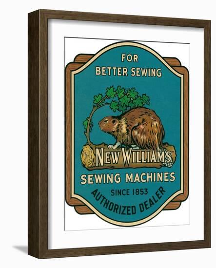 Sewing Machine Ad with Beaver-null-Framed Giclee Print