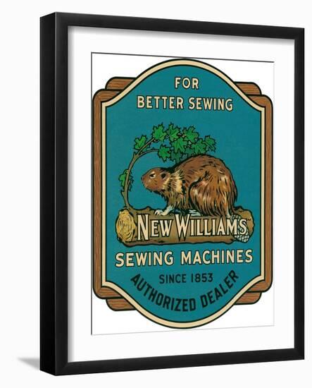Sewing Machine Ad with Beaver-null-Framed Giclee Print