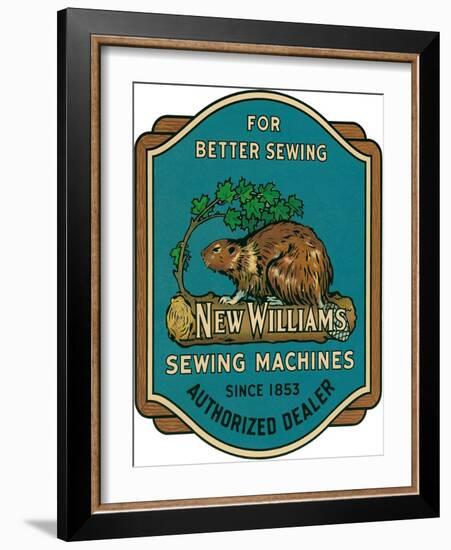 Sewing Machine Ad with Beaver-null-Framed Giclee Print