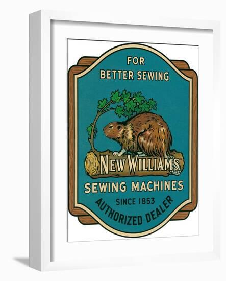 Sewing Machine Ad with Beaver-null-Framed Giclee Print