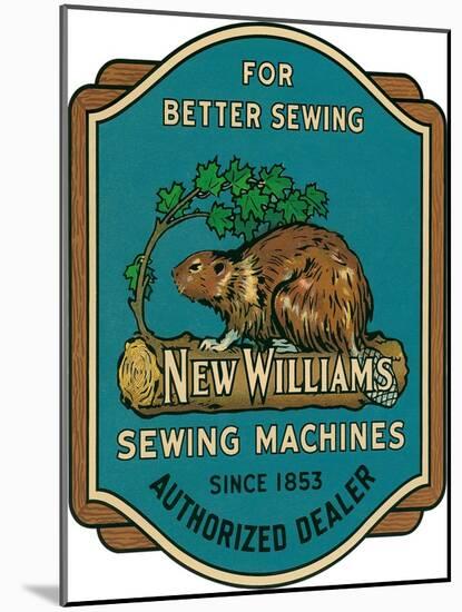 Sewing Machine Ad with Beaver-null-Mounted Giclee Print