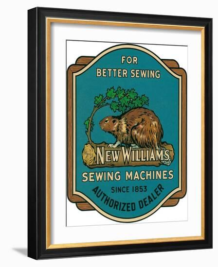 Sewing Machine Ad with Beaver-null-Framed Giclee Print