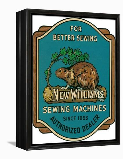 Sewing Machine Ad with Beaver-null-Framed Premier Image Canvas