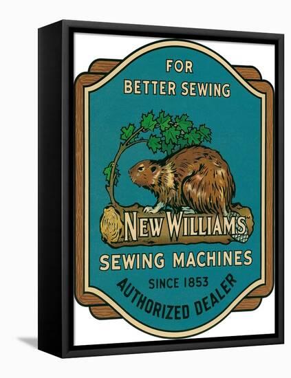 Sewing Machine Ad with Beaver-null-Framed Premier Image Canvas