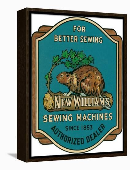 Sewing Machine Ad with Beaver-null-Framed Premier Image Canvas