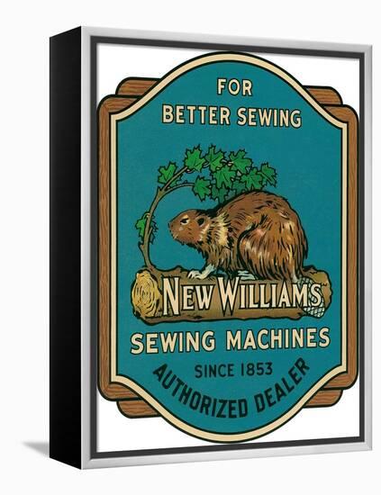 Sewing Machine Ad with Beaver-null-Framed Premier Image Canvas