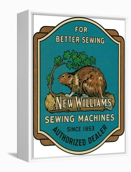 Sewing Machine Ad with Beaver-null-Framed Premier Image Canvas