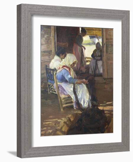 Sewing of Nets, 1901-Joaquín Sorolla y Bastida-Framed Giclee Print