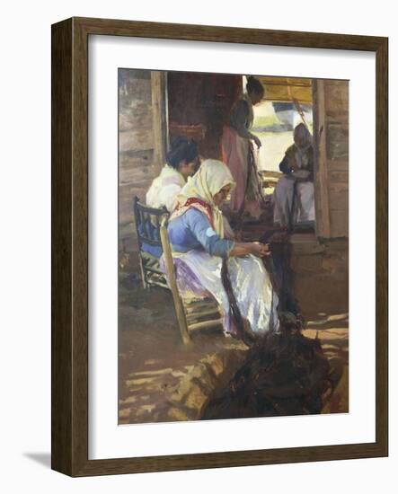 Sewing of Nets, 1901-Joaquín Sorolla y Bastida-Framed Giclee Print