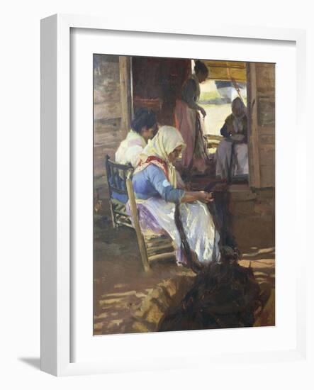 Sewing of Nets, 1901-Joaquín Sorolla y Bastida-Framed Giclee Print