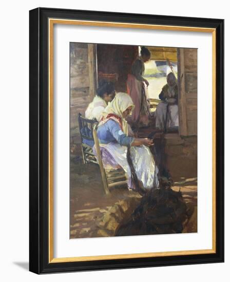 Sewing of Nets, 1901-Joaquín Sorolla y Bastida-Framed Giclee Print