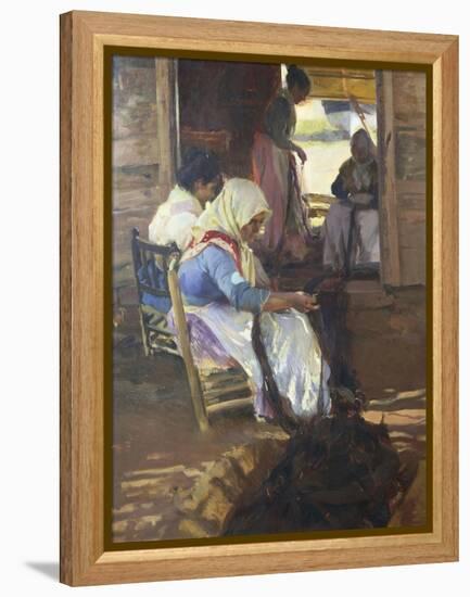 Sewing of Nets, 1901-Joaquín Sorolla y Bastida-Framed Premier Image Canvas