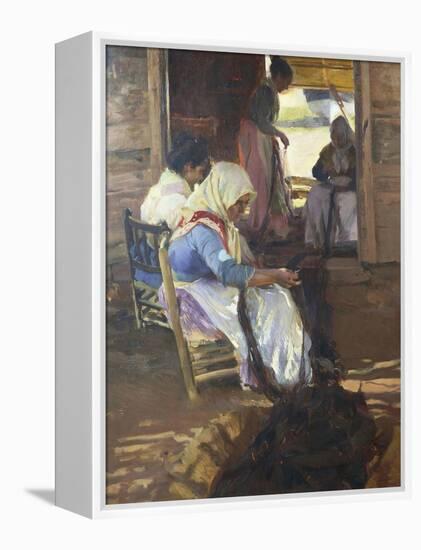 Sewing of Nets, 1901-Joaquín Sorolla y Bastida-Framed Premier Image Canvas