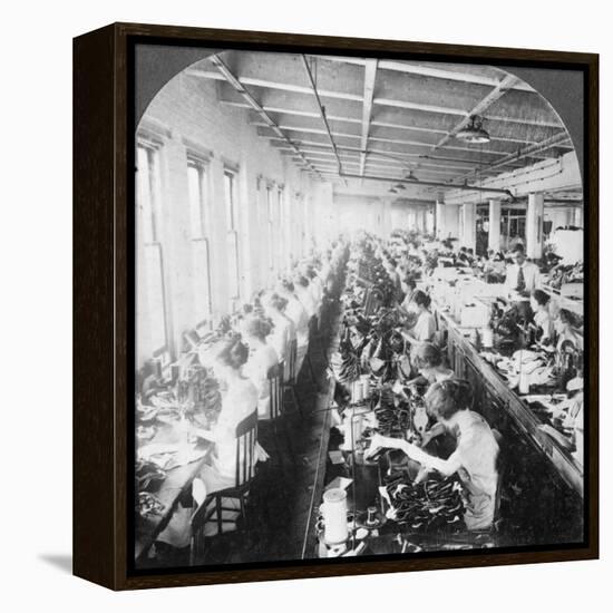 Sewing Room in a Large Shoe Factory, Syracuse, New York, USA, Early 20th Century-null-Framed Premier Image Canvas